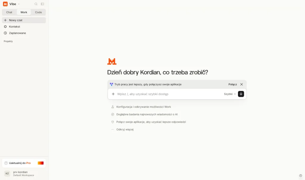 Mistral Vibe w przeglądarce internetowej